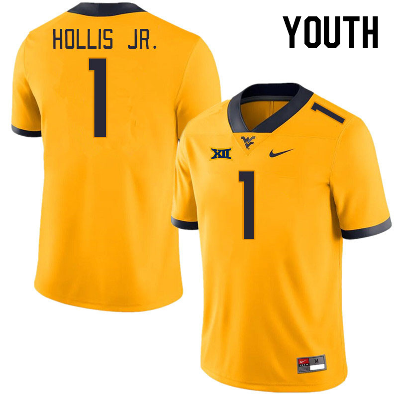 Youth #1 Garnett Hollis Jr. West Virginia Mountaineers College Football Jerseys Stitched Sale-Gold